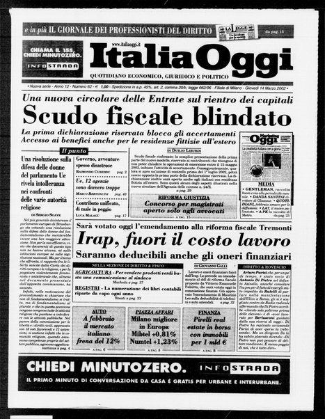 Italia oggi : quotidiano di economia finanza e politica